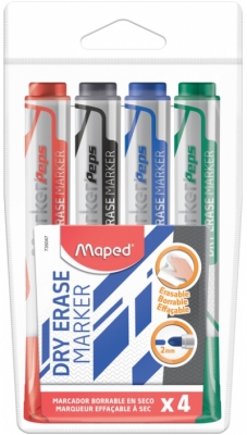 Marker whiteboard 4 culori/set, Marker Peps Jumbo Maped 