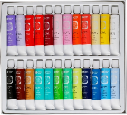 Culori acrilice, set 24 culori x 12 ml, Happy Color