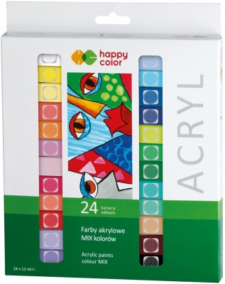 Culori acrilice, set 24 culori x 12 ml, Happy Color