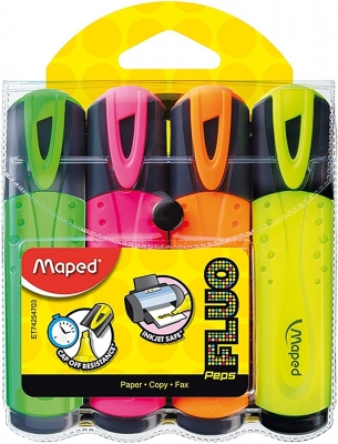 Textmarker Fluo Peps, 4 culori/set, Maped