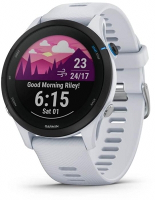 Ceas Garmin Forerunner 255, display 33mm, rezolutie displat 260x260 conectivitate Bluetooth™, ANT+, NFC, USB, functii accelerometru, giroscop, barometru, busola, termometru pentru temperatura exterioară, durata de viata baterie mod ceas inteligent: până la 14 zile, modul GNSS numai cu GPS: până la