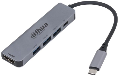 DAHUA 5 IN 1 USB 3.1 TYPE-C TO HDMI Docking station, intrare: USB Type- C, Iesire: 3 x USB 3.0, 1 x HDMI, 1 x PD, Dimensiuni:101.0 mm × 28.0 mm × 10.0 mm, Greutate: 40g.