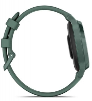 Ceas Garmin Lily 2 Active, display AMOLED, dimensiune afisaj 25,4 mm x 21,3 mm,rezolutie afisaj 240 x 201 pixeli, memorie 8GB, autonomie pana la 9 zile, rezistanta la apa pana la 5 ATM, greutate: 24,4g, ramă Jasper Green şi curea Jasper Green din silicon