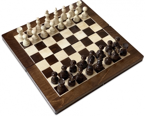 Joc de Sah si Table, maro-alb, 27 cm