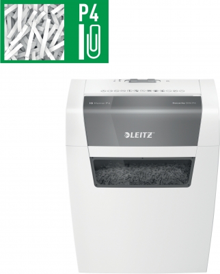 Distrugator documente manual Leitz IQ Home, P4, cross-cut (confeti), 6 coli, cos 15l, alb