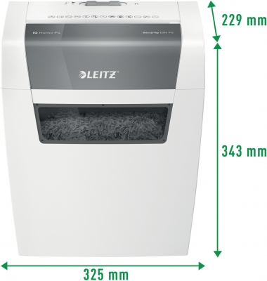 Distrugator documente manual Leitz IQ Home, P4, cross-cut (confeti), 6 coli, cos 15l, alb