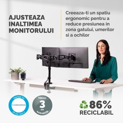 Brat monitor ajustabil dublu Fellowes 