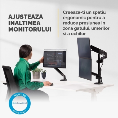 Brat dublu vertical pentru monitor seria Platinum Fellowes