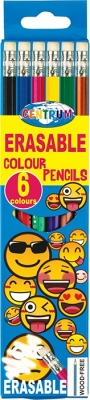 Creioane colorate Emojidex cu guma de sters 6 culori/set Centrum