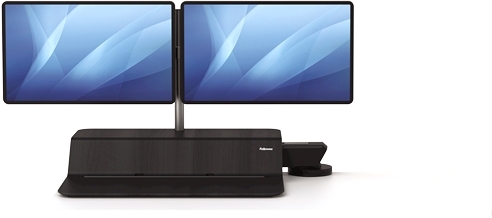 Statie de lucru dubla cu brat ajustabil, culoare negru, Sit-Stand Lotus Fellowes 