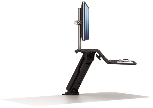 Statie de lucru dubla cu brat ajustabil, culoare negru, Sit-Stand Lotus Fellowes 