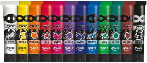 Tempera pe baza de apa, 12 culori/set, tub 12 ml, Maped
