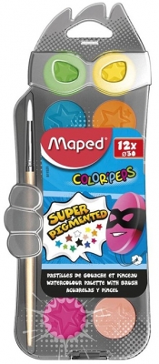 Acuarele + pensula 12 culori/set Color'Peps Maped