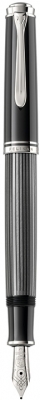 Stilou Souveran M605 Stresemann M, penita, aur 14k, accesorii placate cu paladiu, corp antracit/dungi, Pelikan