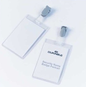 Ecuson vertical transparent cu clip plastic 90 x 60 mm 25 buc/set Durable