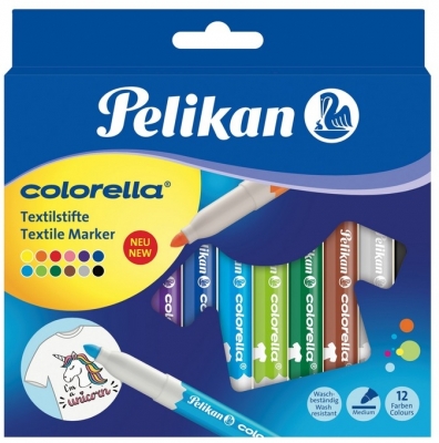 Carioci Colorella, pentru materiale textile, 12 culori/set Pelikan