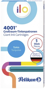 Pachet Stilou Pelikano Magic Ocean, penita M, dreptaci + Penar tip etui, Cocoon, Just Black, Herlitz + Patroane cerneala ilo, dimensiune mare, culoare turcoaz, set 5/cutie Pelikan