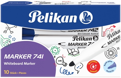 Marker whiteboard 741, culoare albastru, varf rotund, Pelikan 