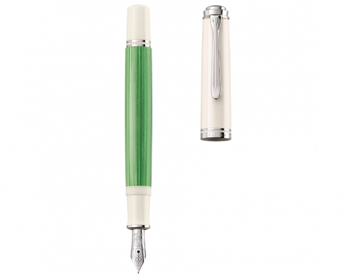 Stilou Souveran M605, penita F aur 14K, green-white, cutie speciala, Pelikan