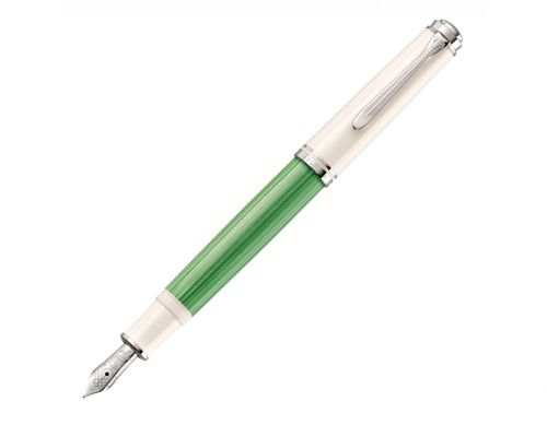 Stilou Souveran M605, penita F aur 14K, green-white, cutie speciala, Pelikan