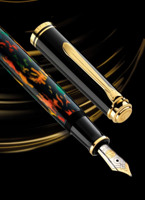 Stilou Souveran M600, Art Glauco Cambon, penita M aur 14k, accesorii placate cu aur 24k, Editie Speciala, Pelikan