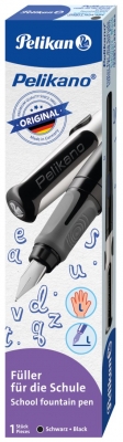 Stilou penita L, grip ergonomic, pentru stangaci, 1 patron mare albastru inclus, culoare negru, in cutie de carton, Pelikan