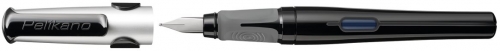 Stilou penita L, grip ergonomic, pentru stangaci, 1 patron mare albastru inclus, culoare negru, in cutie de carton, Pelikan
