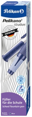 Stilou Structure, penita M, grip ergonomic, pentru dreptaci, 1 patron mare albastru inclus, culoare albastru, in cutie de carton, Pelikan