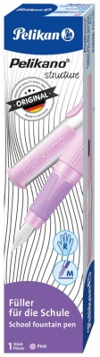 Stilou Structure, penita M, grip ergonomic, pentru dreptaci, 1 patron mare albastru inclus, culoare roz deschis, in cutie de carton, Pelikan