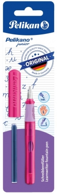 Stilou Junior, penita L, grip ergonomic, pentru stangaci, 1 patron mare albastru inclus, diverse culori, blister, Pelikan