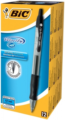 Roller Velocity Gel 0.7 mm negru, 12 buc/cutie Bic