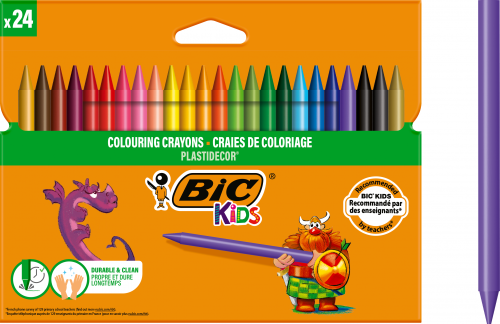 Creioane cerate Kids Plastidecor, diverse culori, 24 buc/set Bic 