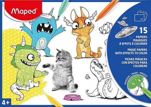 Hartie magica pentru colorat 15 buc/set, modele diferite, Maped