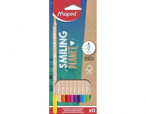 Creioane Colorate, Smiling Planet, 12 culori/set, FSC, Maped