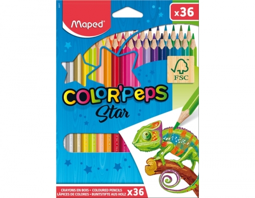 Creioane Colorate, Color Peps Star, 36 culori/set, FSC, Maped 