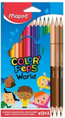 Creioane colorate Color Peps World 12 + 3 culori/set Maped