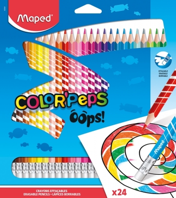 Creioane colorate Color Peps Oops cu guma 24 culori/set Maped