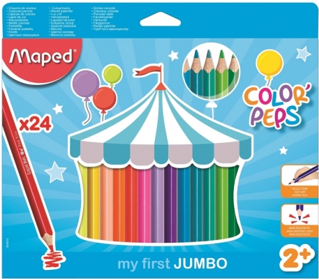 Creioane colorate, Color Peps, My First Jumbo, 24 culori/set, FSC, Maped