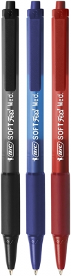 Pix Soft Feel, 1.0 mm, retractabil, diverse culori, blister 3 buc/set BIC