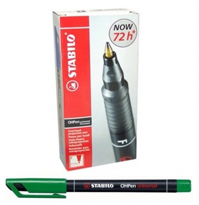 Marker permanent 0.4 mm verde OHPen, 10 buc/cutie Stabilo