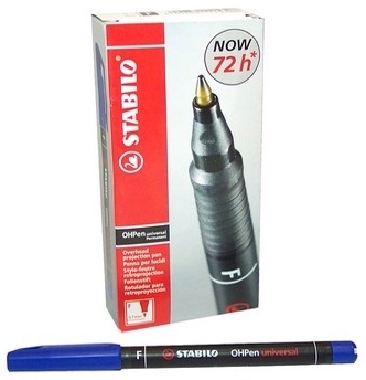 Marker permanent 0.7 mm albastru OHPen, 10 buc/cutie Stabilo
