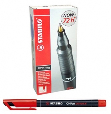 Marker permanent 10 bucati/cutie 0.7 mm rosu OHPen Stabilo