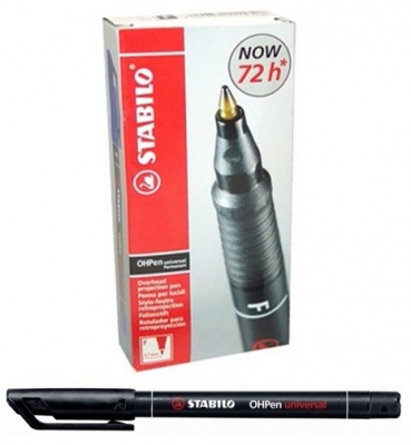 Marker permanent, 0.7 mm, negru, OHPen, 10 buc/cutie Stabilo