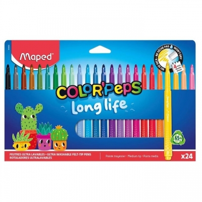 Carioca Maped Color Peps, Long Life 2.0, 24 culori/set