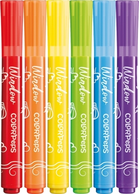 Carioca Color Peps pentru geam 6 culori/set + laveta microfibra Maped