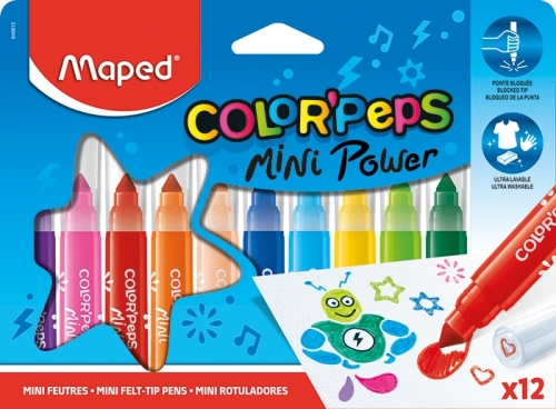 Carioca Color Peps Mini Power 12 culori/set Maped