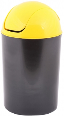 Cos colectare selectiva plastic si metal, capac batant, galben, 12 L Delta