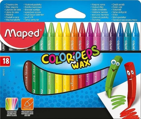 Creioane cerate colorate Color Peps Mini Wax, 18 culori/set, Maped