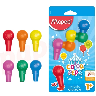 Creioane cerate, din plastic, Color Peps Baby, 6 culori/set, Maped 