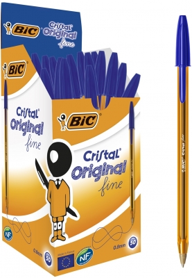 Pix Cristal Fine 0.8 mm albastru, 50 buc/cutie Bic